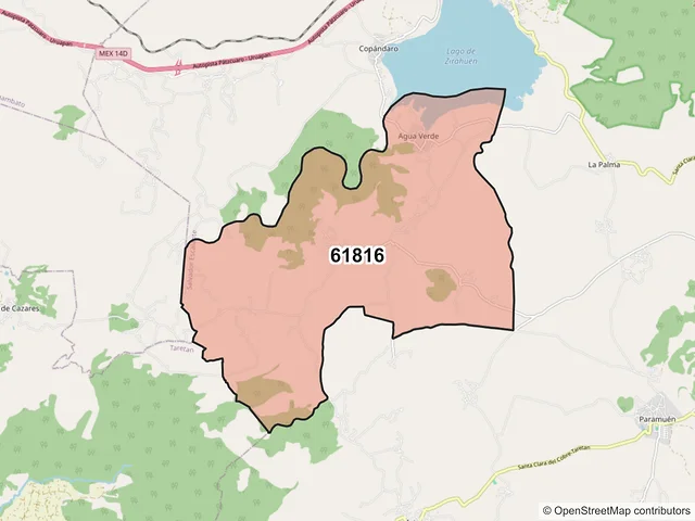 Mapa del código postal 61816, Salvador Escalante, Michoacán de Ocampo
