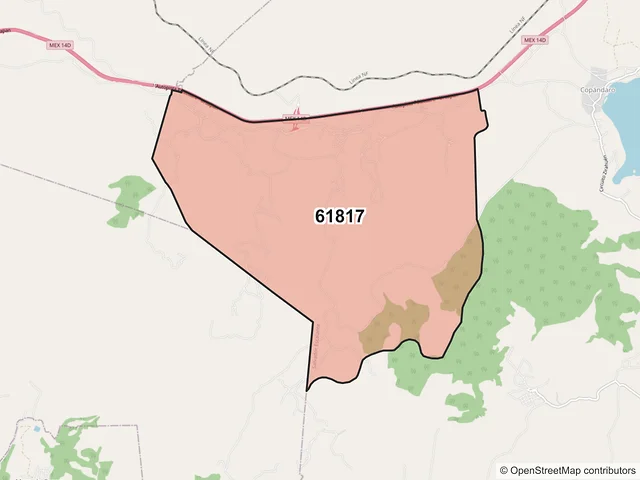 Mapa del código postal 61817, Salvador Escalante, Michoacán de Ocampo