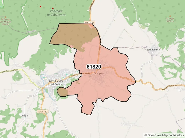 Mapa del código postal 61820, Salvador Escalante, Michoacán de Ocampo