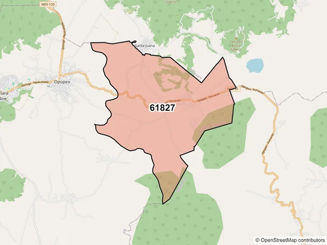 Mapa del código postal 61827, Salvador Escalante, Michoacán de Ocampo
