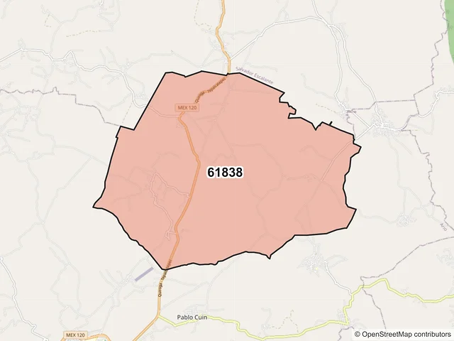 Mapa del código postal 61838, Ario, Michoacán de Ocampo