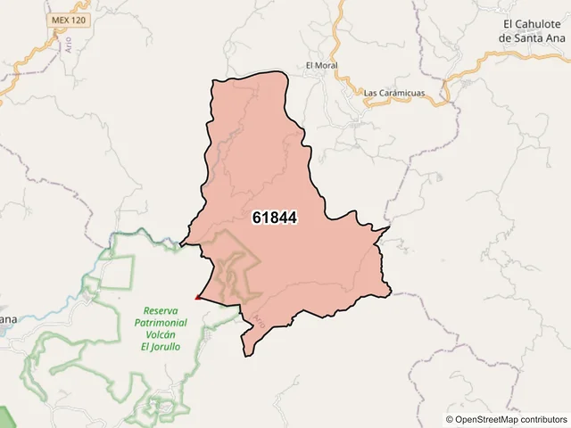 Mapa del código postal 61844, Ario, Michoacán de Ocampo