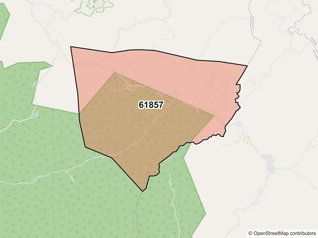 Mapa del código postal 61857, La Huacana, Michoacán de Ocampo
