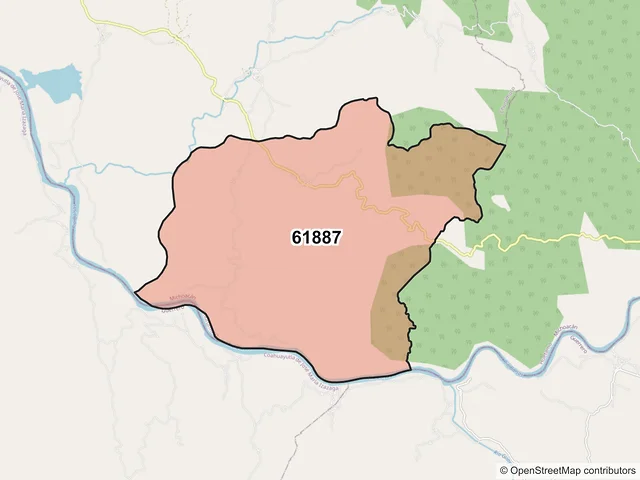 Mapa del código postal 61887, Churumuco, Michoacán de Ocampo