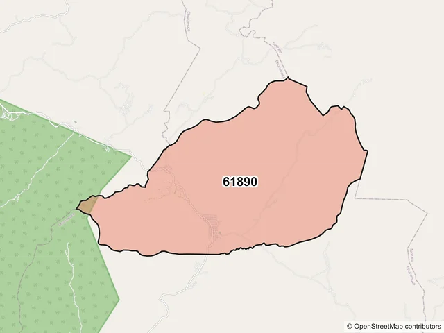 Mapa del código postal 61890, Churumuco, Michoacán de Ocampo
