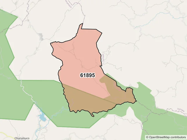 Mapa del código postal 61895, Churumuco, Michoacán de Ocampo