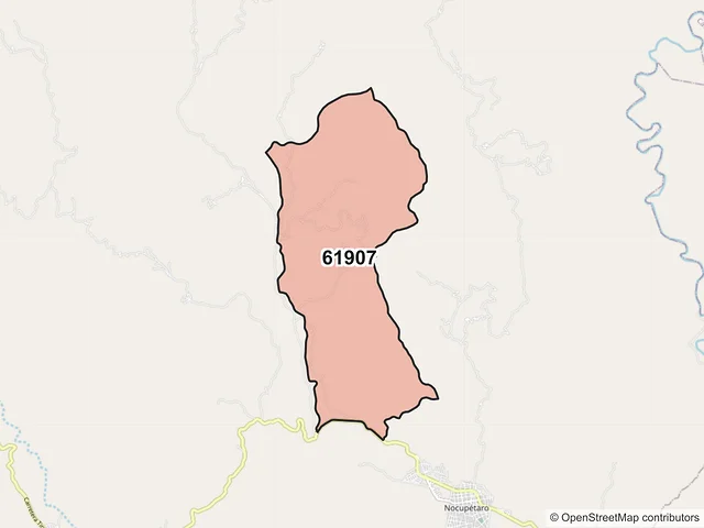 Mapa del código postal 61907, Nocupétaro, Michoacán de Ocampo