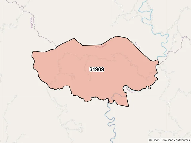 Mapa del código postal 61909, Nocupétaro, Michoacán de Ocampo