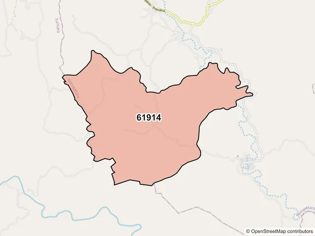 Mapa del código postal 61914, Nocupétaro, Michoacán de Ocampo