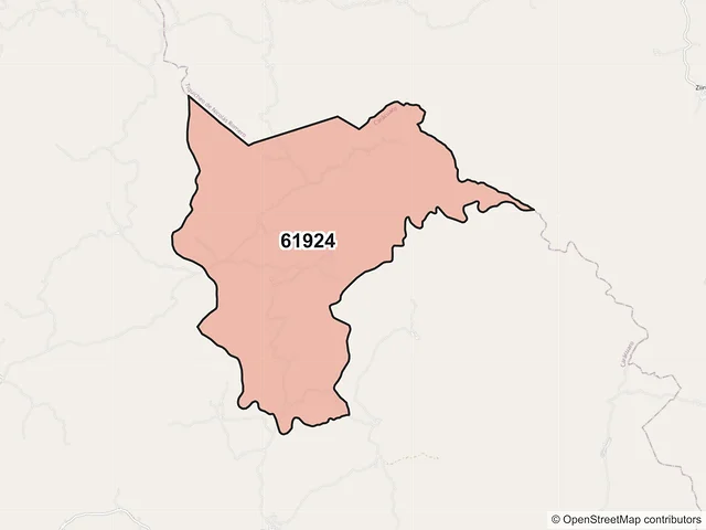 Mapa del código postal 61924, Carácuaro, Michoacán de Ocampo
