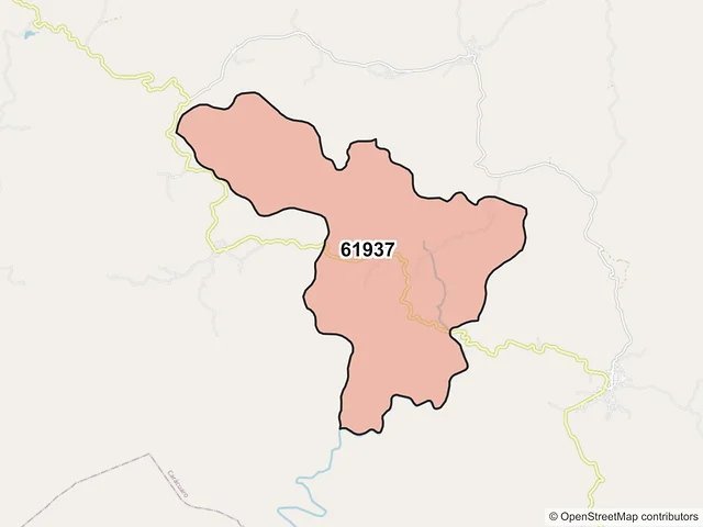 Mapa del código postal 61937, Carácuaro, Michoacán de Ocampo