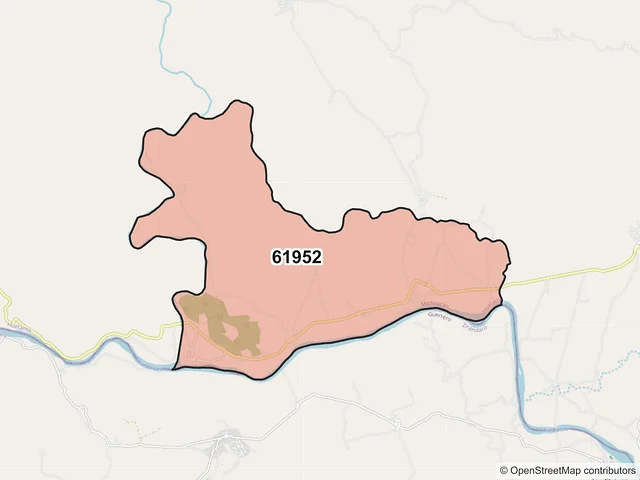 Mapa del código postal 61952, Huetamo, Michoacán de Ocampo