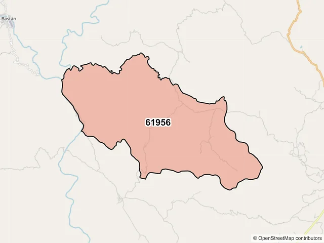 Mapa del código postal 61956, Huetamo, Michoacán de Ocampo