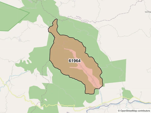 Mapa del código postal 61964, Huetamo, Michoacán de Ocampo