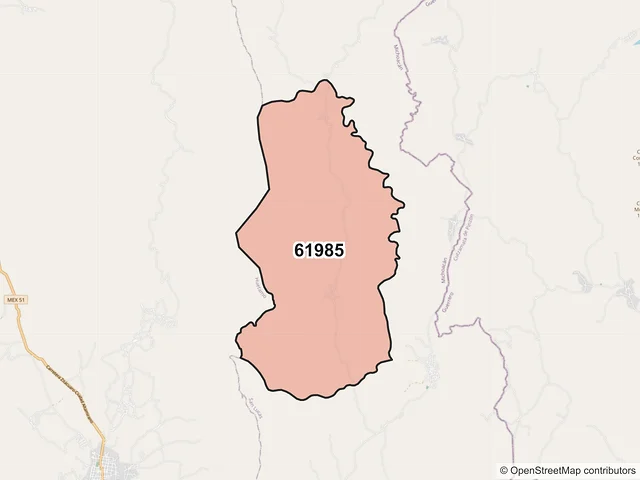 Mapa del código postal 61985, San Lucas, Michoacán de Ocampo
