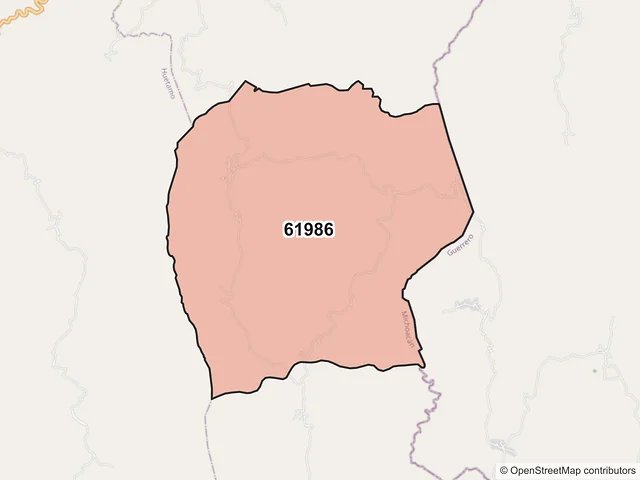 Mapa del código postal 61986, San Lucas, Michoacán de Ocampo