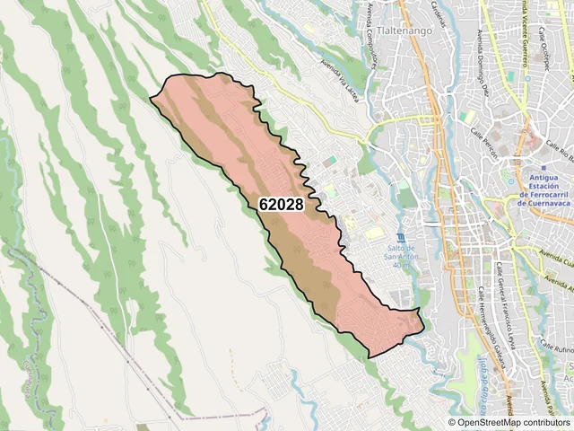 Mapa del código postal 62028, Cuernavaca, Morelos