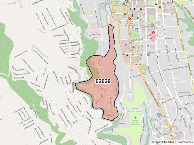 Mapa del código postal 62029, Cuernavaca, Morelos