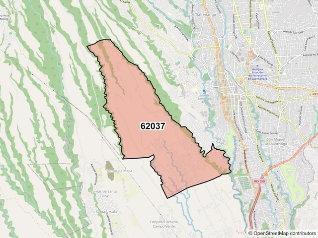 Mapa del código postal 62037, Cuernavaca, Morelos