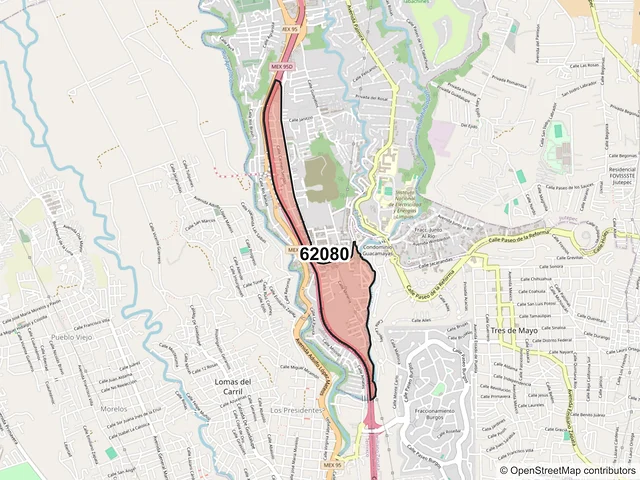 Mapa del código postal 62080, Cuernavaca, Morelos