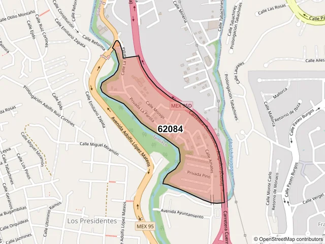 Mapa del código postal 62084, Cuernavaca, Morelos