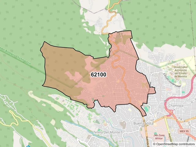 Mapa del código postal 62100, Cuernavaca, Morelos