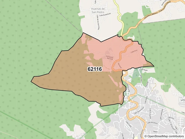 Mapa del código postal 62116, Cuernavaca, Morelos