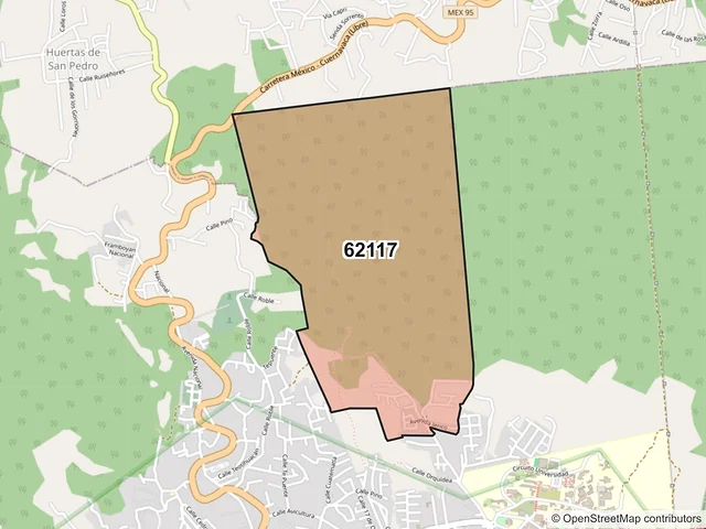 Mapa del código postal 62117, Cuernavaca, Morelos
