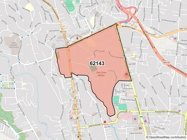 Mapa del código postal 62143, Cuernavaca, Morelos