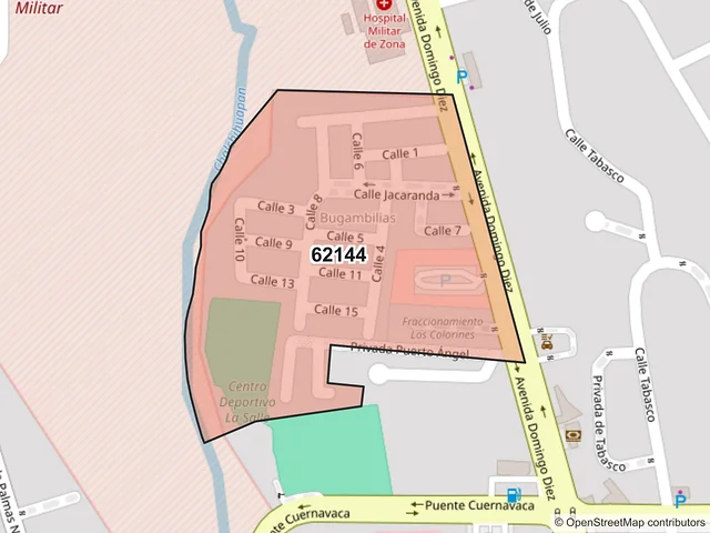 Mapa del código postal 62144, Cuernavaca, Morelos