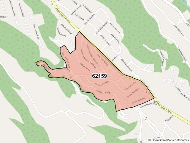 Mapa del código postal 62159, Cuernavaca, Morelos