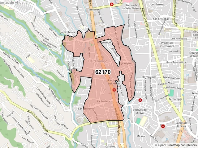 Mapa del código postal 62170, Cuernavaca, Morelos