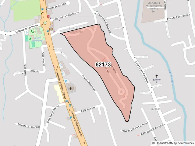 Mapa del código postal 62173, Cuernavaca, Morelos
