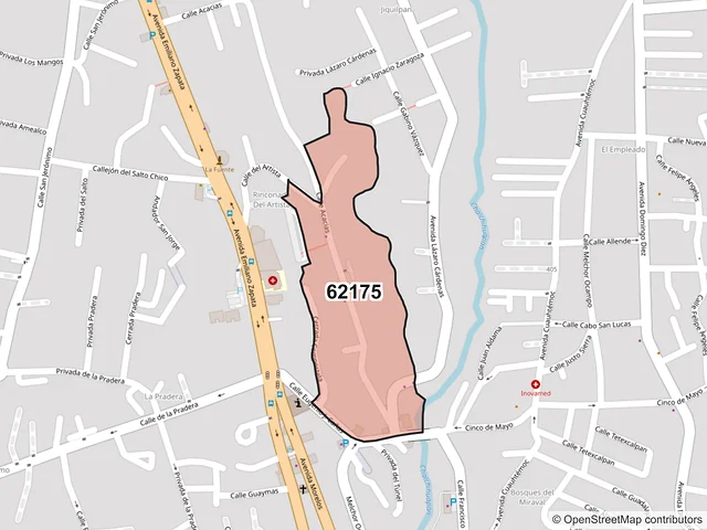 Mapa del código postal 62175, Cuernavaca, Morelos