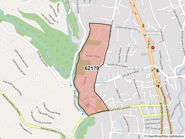 Mapa del código postal 62179, Cuernavaca, Morelos