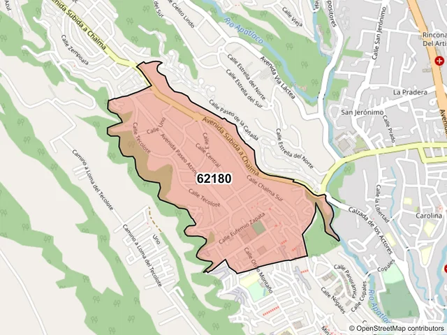 Mapa del código postal 62180, Cuernavaca, Morelos