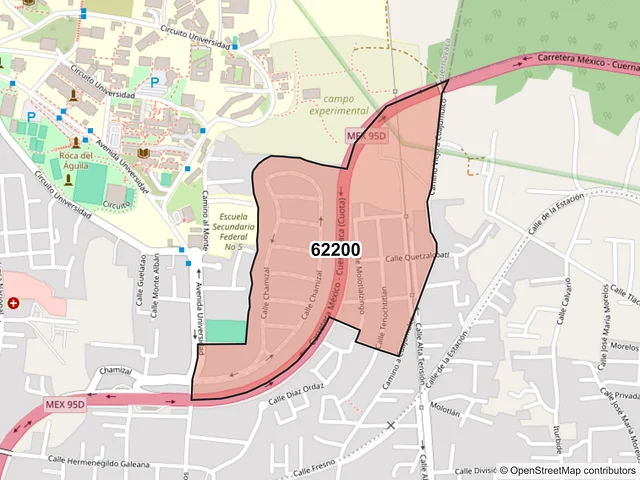 Mapa del código postal 62200, Cuernavaca, Morelos