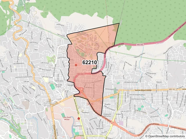 Mapa del código postal 62210, Cuernavaca, Morelos