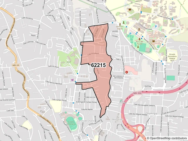 Mapa del código postal 62215, Cuernavaca, Morelos