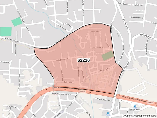Mapa del código postal 62226, Cuernavaca, Morelos
