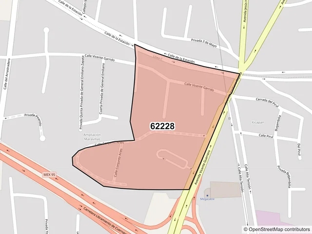 Mapa del código postal 62228, Cuernavaca, Morelos