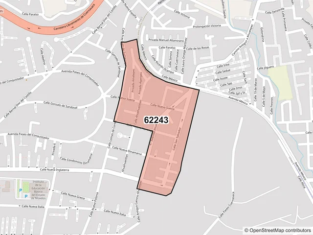 Mapa del código postal 62243, Cuernavaca, Morelos