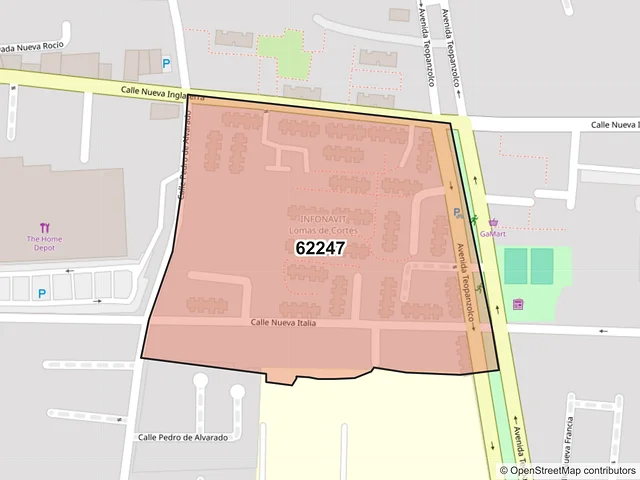 Mapa del código postal 62247, Cuernavaca, Morelos