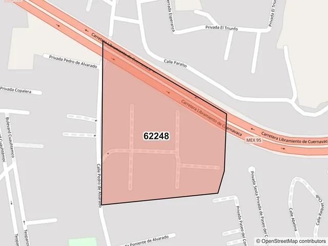 Mapa del código postal 62248, Cuernavaca, Morelos