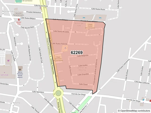 Mapa del código postal 62269, Cuernavaca, Morelos
