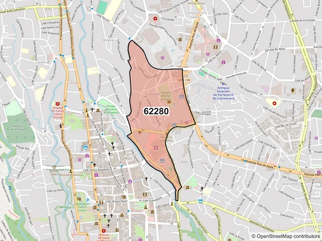 Mapa del código postal 62280, Cuernavaca, Morelos