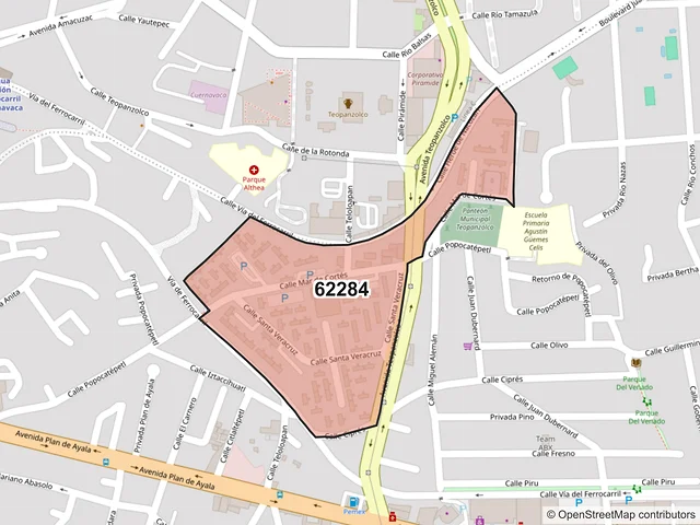 Mapa del código postal 62284, Cuernavaca, Morelos
