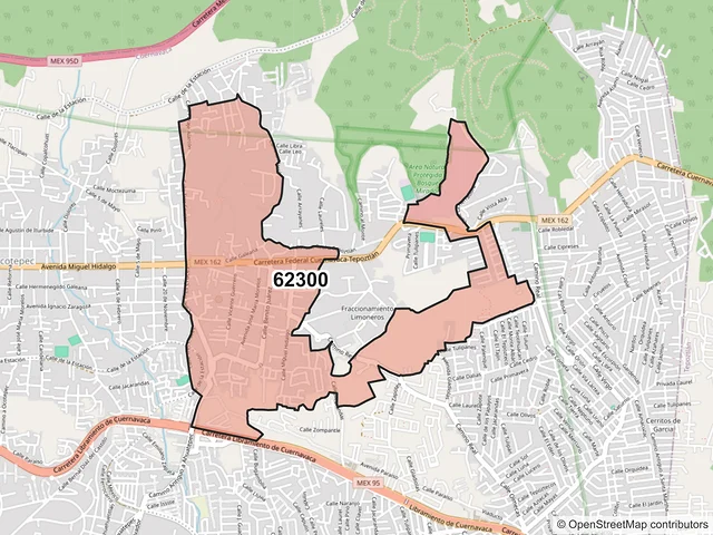 Mapa del código postal 62300, Cuernavaca, Morelos