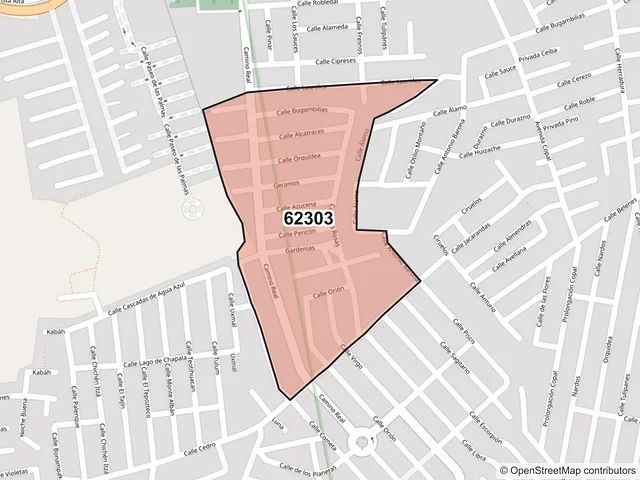 Mapa del código postal 62303, Cuernavaca, Morelos