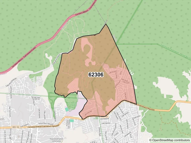 Mapa del código postal 62306, Cuernavaca, Morelos